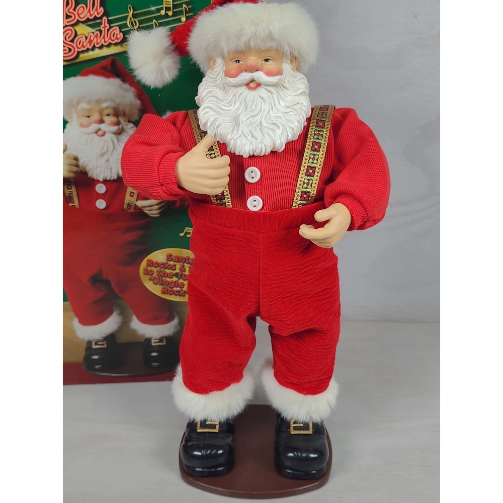Vintage 1998 Jingle Bell Rock Santa‎ Animated Musical Dancing Figure with Box